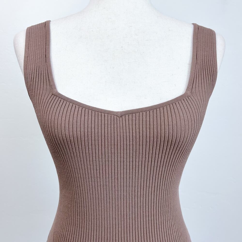 Rag & Bone Stretchy Rib Knit Brown Minimalist Capsule Wardrobe Asher Tank Top XS - Picture 3 of 9
